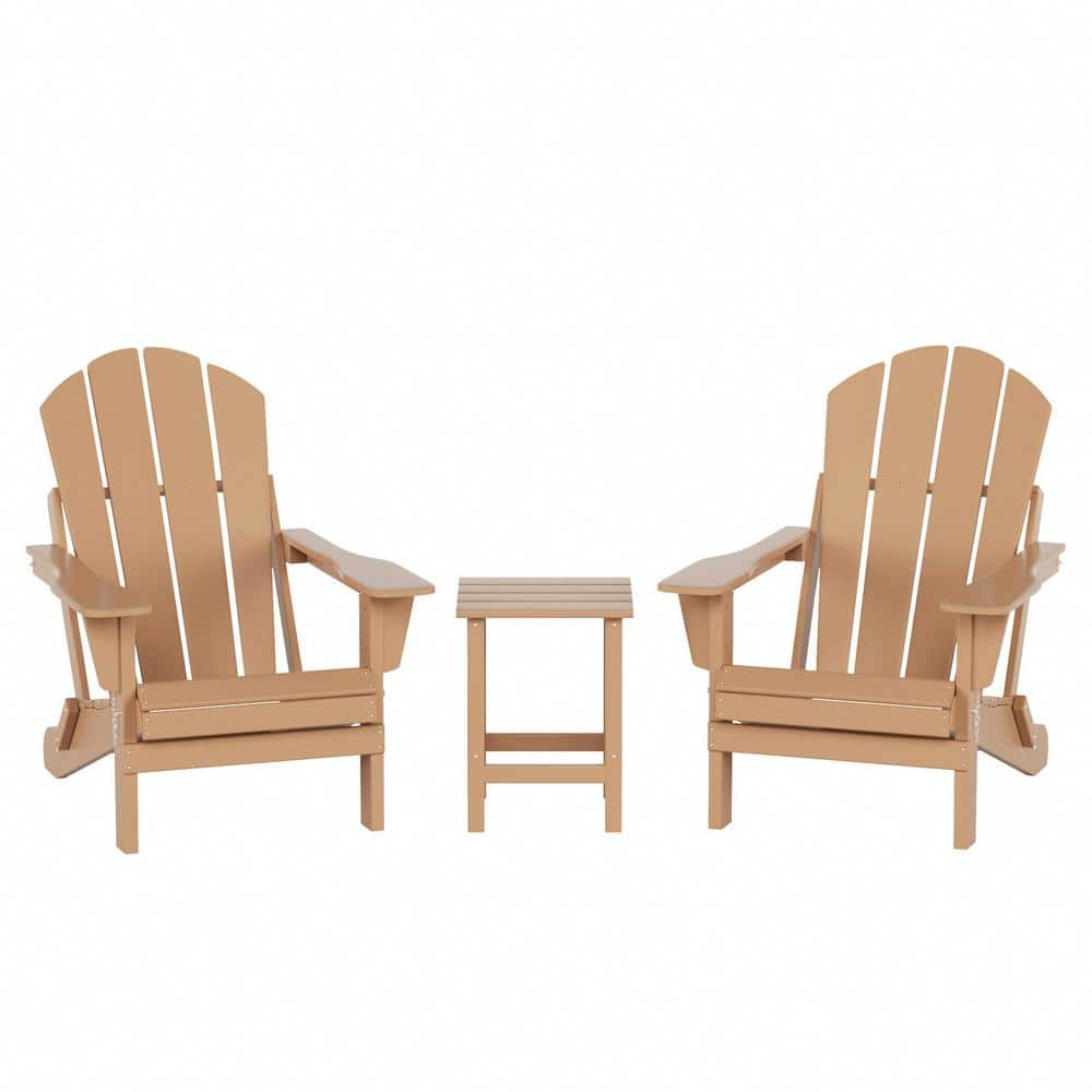 WESTIN OUTDOOR Luna Outdoor Poly Teak Plastic Adirondack Chair Set With   Plastic Adirondack Chairs 2001 Ac2 Cs Tk 64 1000 