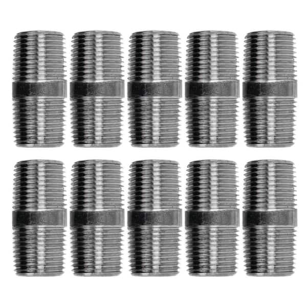 PIPE DECOR 1/2 in. x 1-1/2 in. Black Industrial Steel Grey Plumbing Nipple (10-Pack)