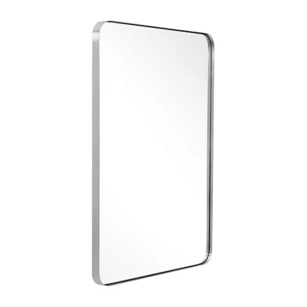 ANDY STAR 36 in. W x 1 in. H Modern Rectangular Nickel Hanging Bathroom Mirror