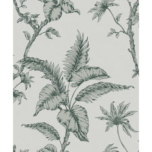 Cival Green Fern Trail Strippable Wallpaper Covers 57.5 sq. ft.