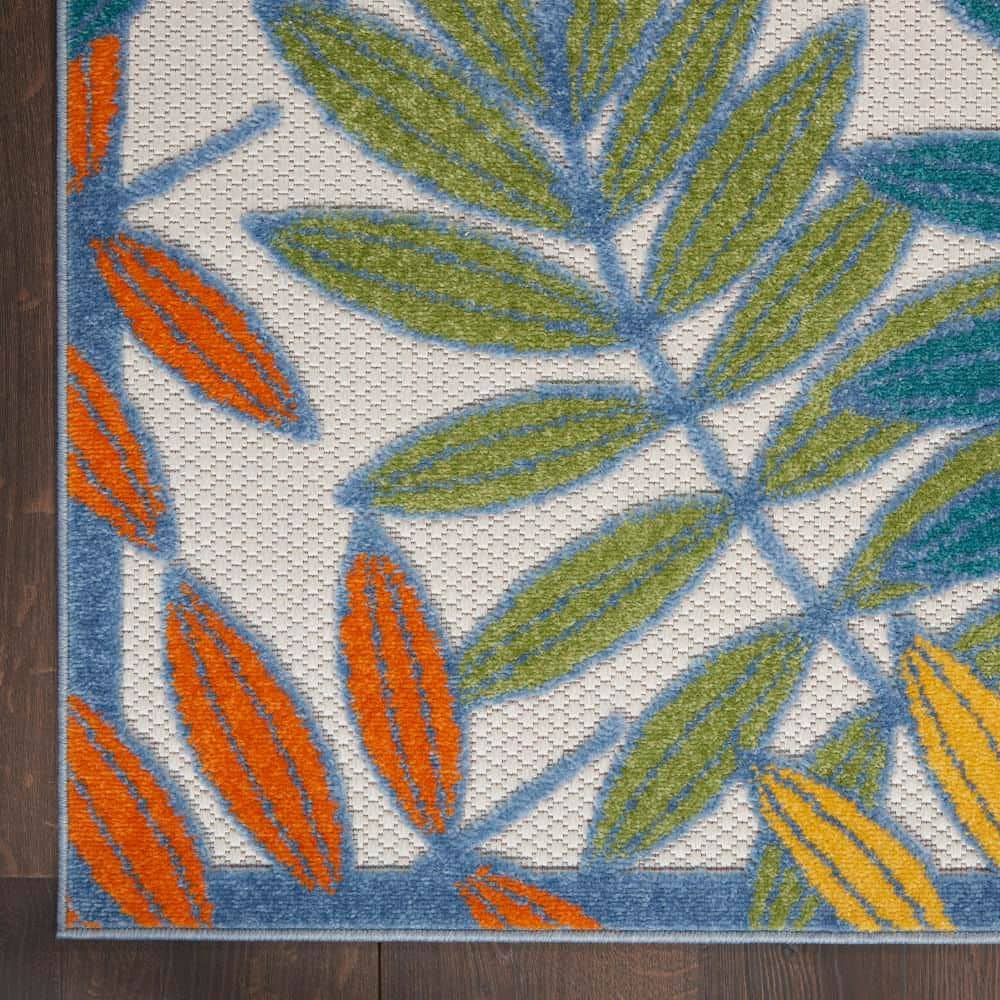 Ivory and Multicolor Floral Synthetic Runner Rug 2' x 6'