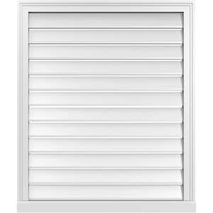 32 in. x 38 in. Vertical Surface Mount PVC Gable Vent: Functional with Brickmould Sill Frame