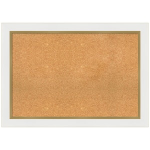 Eva White Gold 41.25 in. x 29.25 in. Framed Corkboard Memo Board