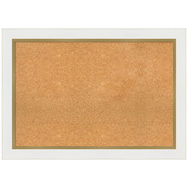 Amanti Art Eva White Gold 41.25 in. x 29.25 in. Framed Corkboard Memo Board