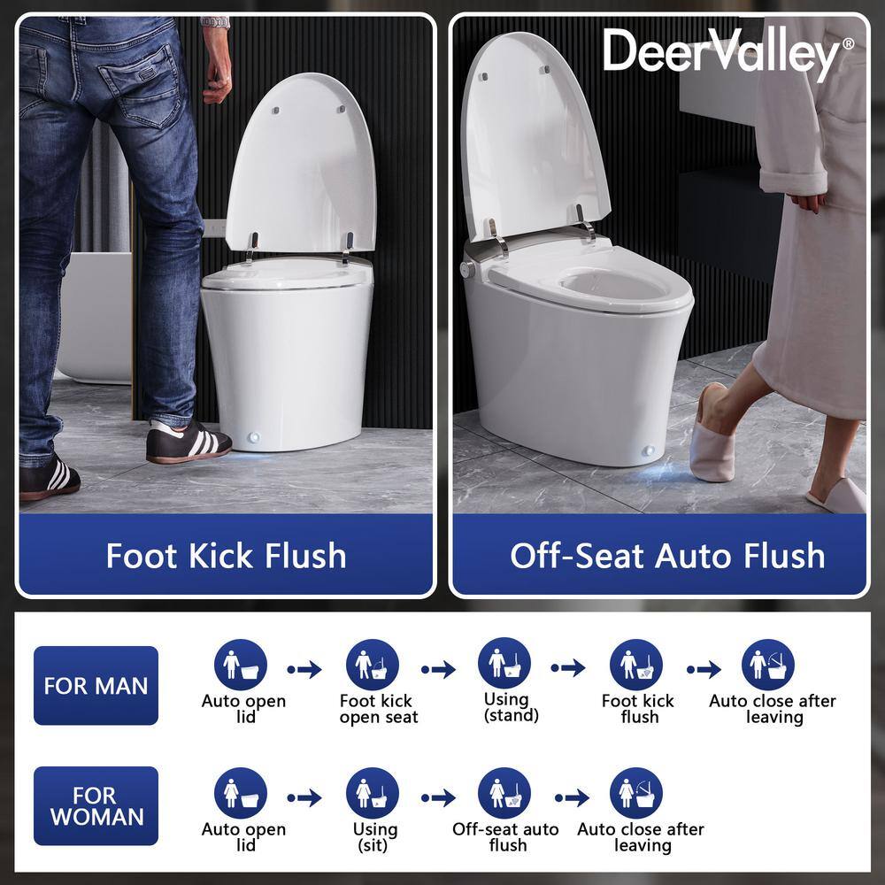 Elongated White Ceramic Smart Bidet Toilet with Heated Seat