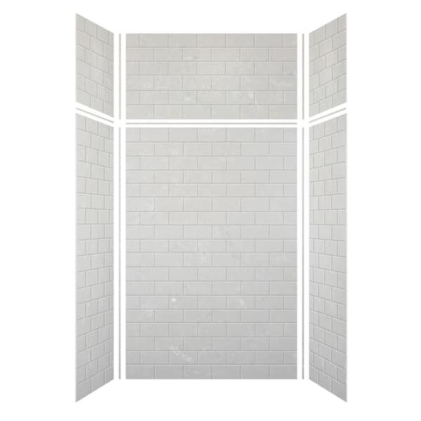 Saramar 48 in. W x 96 in. H x 36 in. D 6-Piece Glue to Wall Alcove Shower Wall Kit with Extension in Lunar