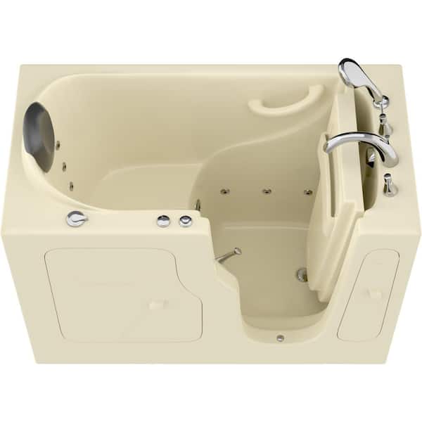 Universal Tubs Safe Premier 52.75 in. x 60 in. x 28 in. Right Drain Walk-in Whirlpool Bathtub in Biscuit