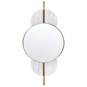 Lavelle 16 in. W x 35 in. H Iron Round Modern Gold Wall Mirror