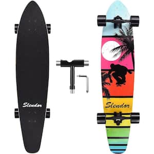 Cosmo 42 in. Colorful Landscape Longboard Skateboard Drop Through Deck Complete Maple Cruiser Freestyle, Camber Concave