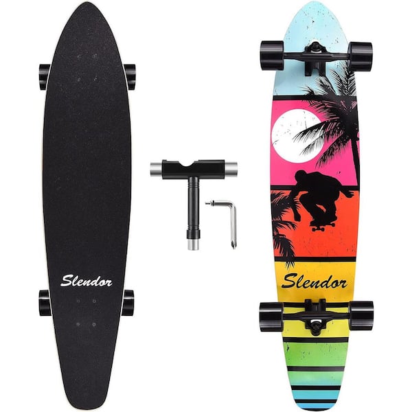 SEEUTEK Cosmo 42 in. Colorful Landscape Longboard Skateboard Drop Through Deck Complete Maple Cruiser Freestyle, Camber Concave