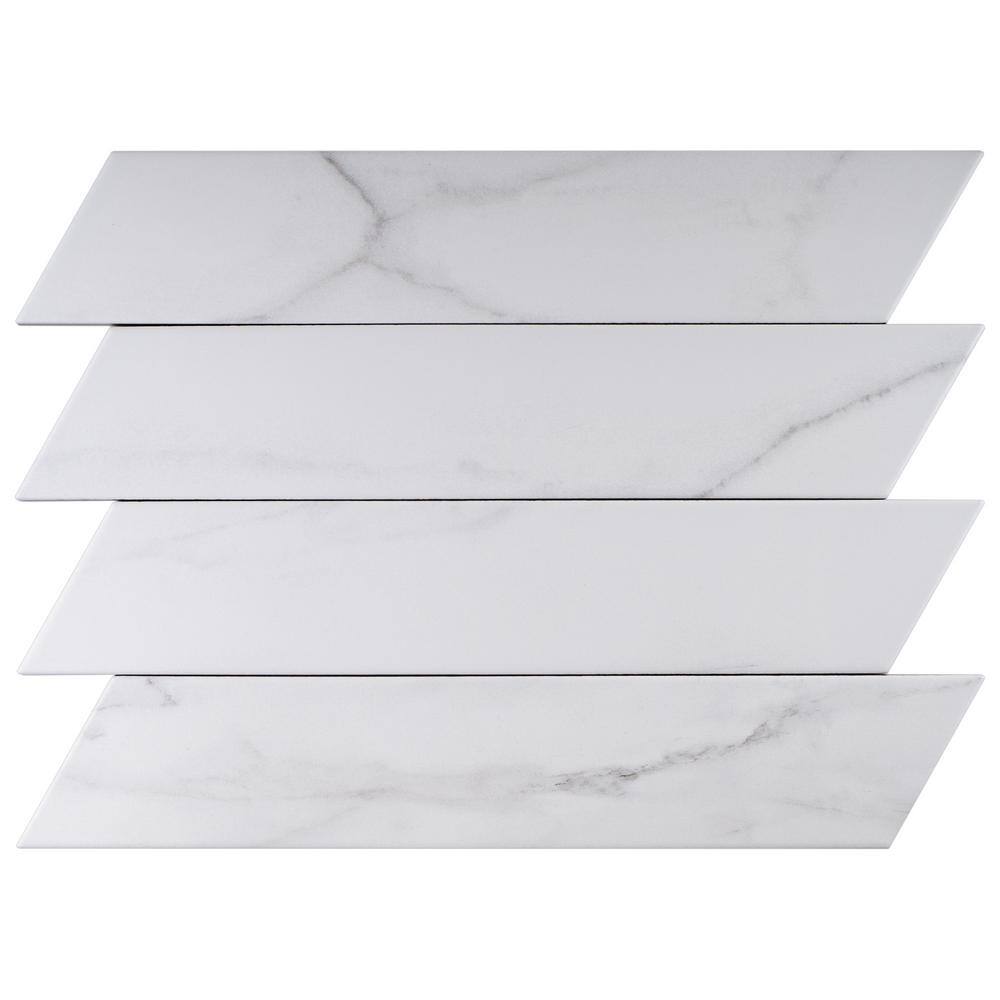 Elegance White Chevron Matte Porcelain Floor and Wall Tile