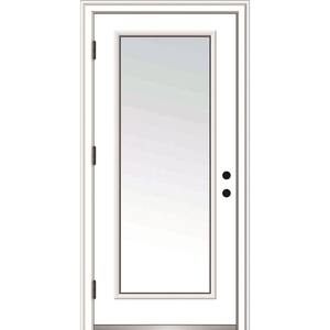 36 in. x 80 in. Severe Weather Right-Hand Low-E Impact Glass Full Lite Clear Primed Fiberglass Prehung Front Door