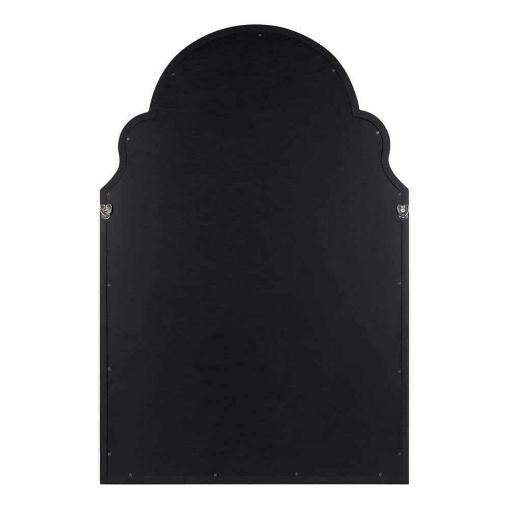 Hogan Black Wood Arched Wall Mirror with Scalloped Corners