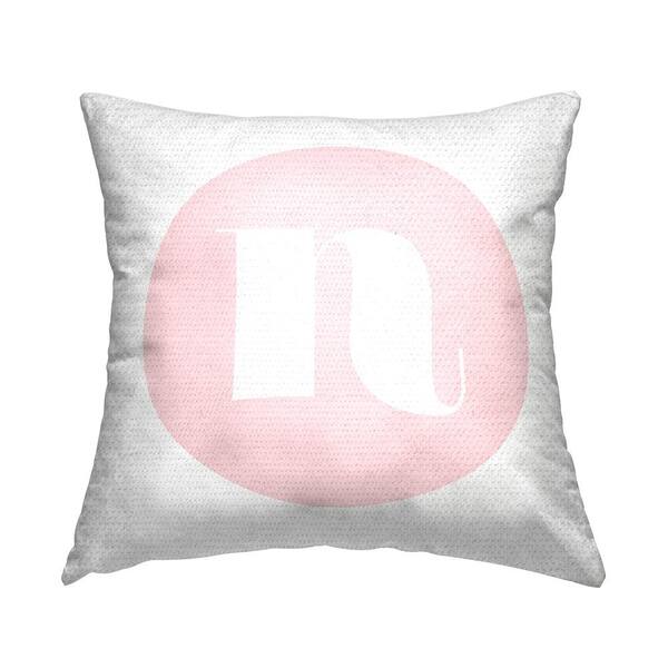 Stupell Industries Pink Circle Letter N Square Outdoor Throw Pillow