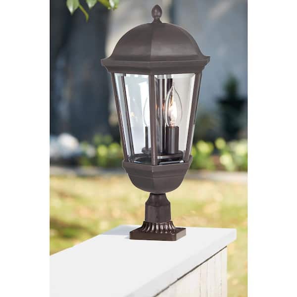 Britannia 1-Light Bronze Finish Aluminum Hardwired Outdoor Weather Resistant Post Light with No Bulbs Included