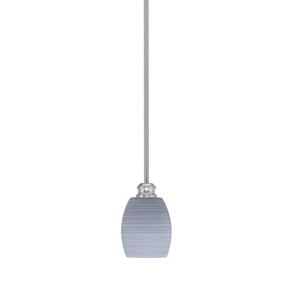 Unbranded Albany 60-Watt 1-Light Brushed Nickel Pendant Mini Pendant Light Gray Matrix Glass and Light Bulb Not Included