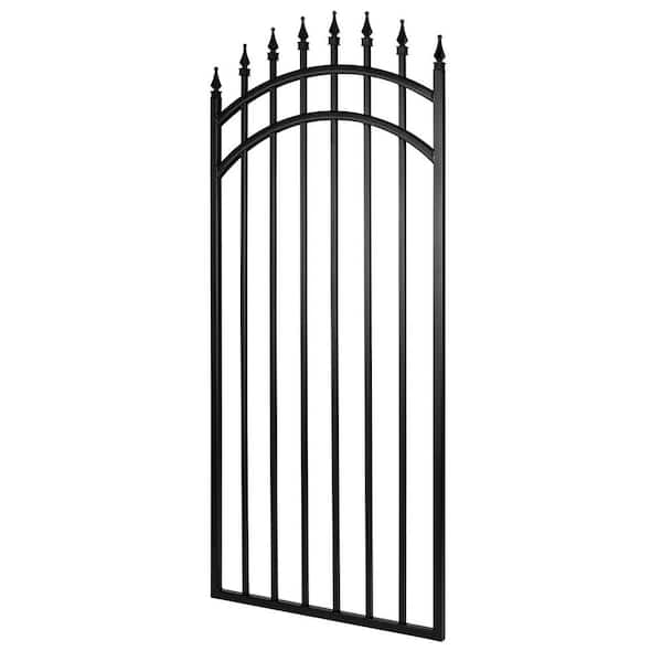 NUVO IRON 2.75 ft. x 5.67 ft. Tiger Eye Profile Black Iron Center Point Fence Gate