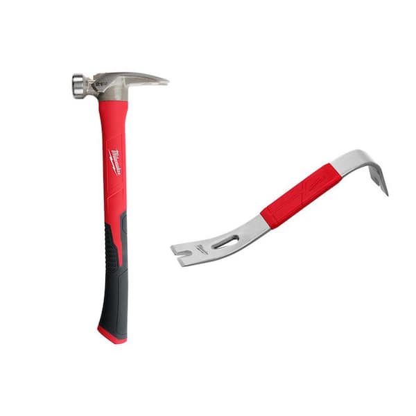 Milwaukee 21 oz. Milled Face Poly Handle Hammer with 12 in. Pry Bar