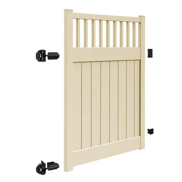 Barrette Outdoor Living Rainier 4 ft. x 6 ft. Sand Vinyl Closed Picket Fence Gate