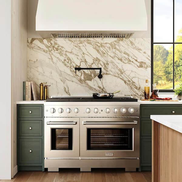 48 in. 6.7 cu. ft. Paramount Dual Fuel Range with 8 Burner DuoPro Cooktop and Dual Ovens in Stainless Steel