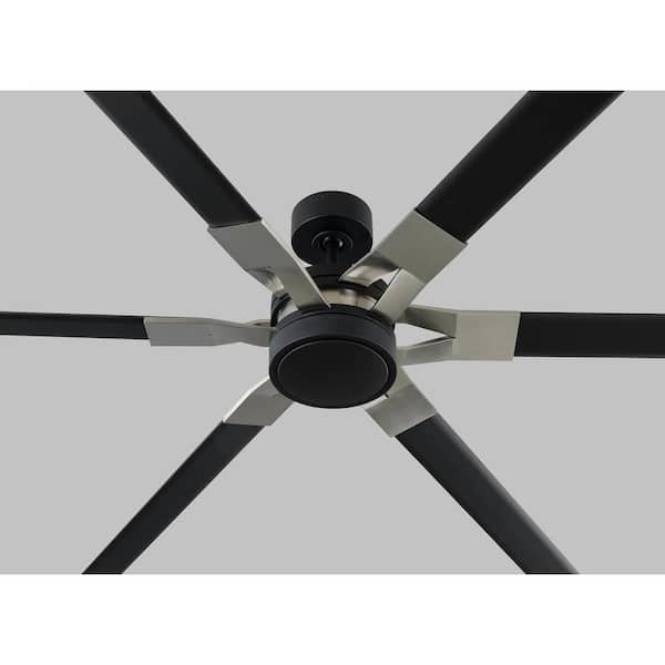 Generation Lighting - Loft 96 in. Integrated LED Indoor/Outdoor Midnight Black Ceiling Fan with Aluminum Blades, DC Motor and Remote Control