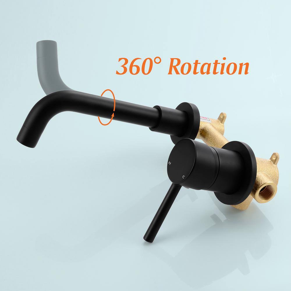 Matte Black Wall Mounted Single Handle Bathroom Faucet