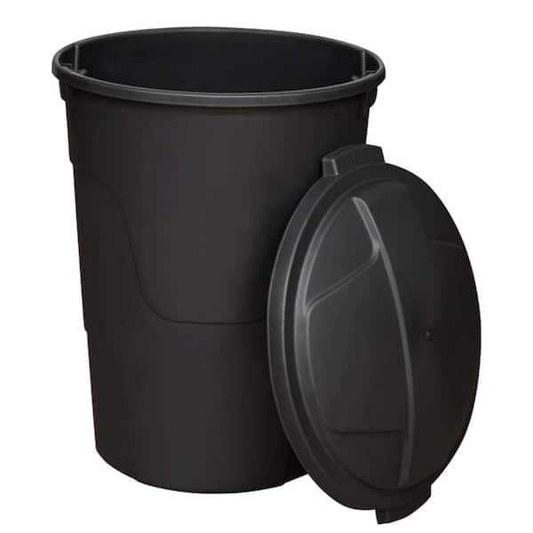 Rubbermaid Roughneck 32 Gal. Black Round Trash Can with Lid (3-Pack)  2149500-3 - The Home Depot