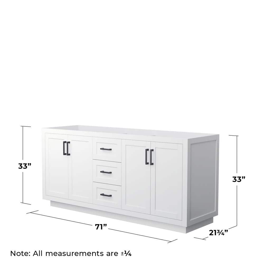 Miranda 72" White Double Freestanding Vanity with Matte Black Hardware