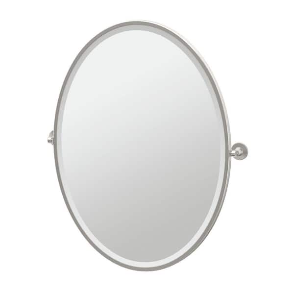 Gatco Max 25 in. W x 33 in. H Framed Single Oval Mirror in Satin Nickel