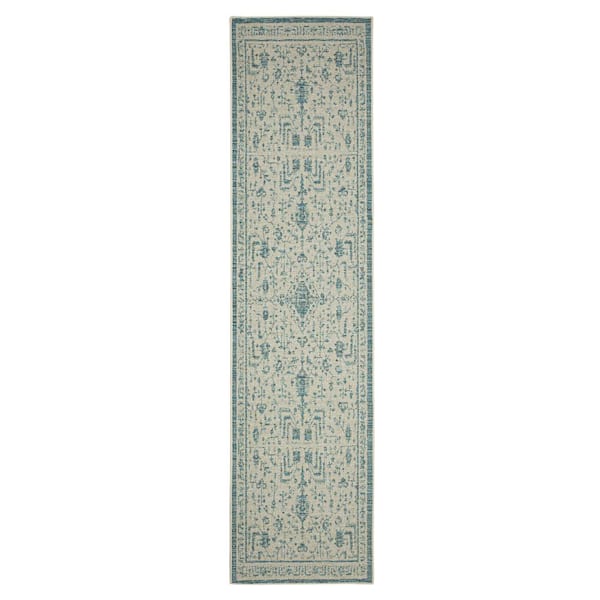 Mohawk Home Tempe Ornament Aqua 2 ft. x 7 ft. Runner Area Rug