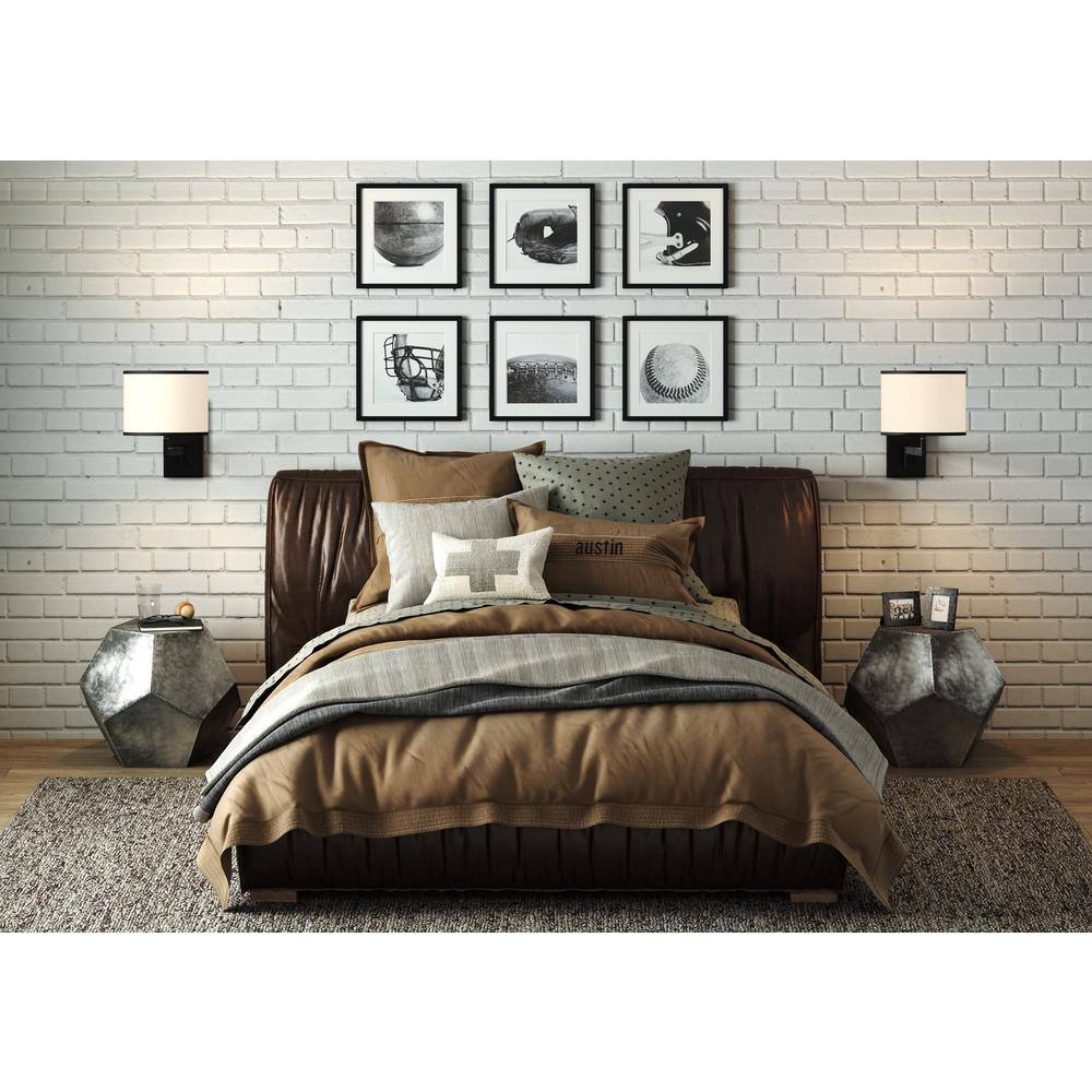 Matte Black Iron Swing Arm Wall Sconce with Silk Shade