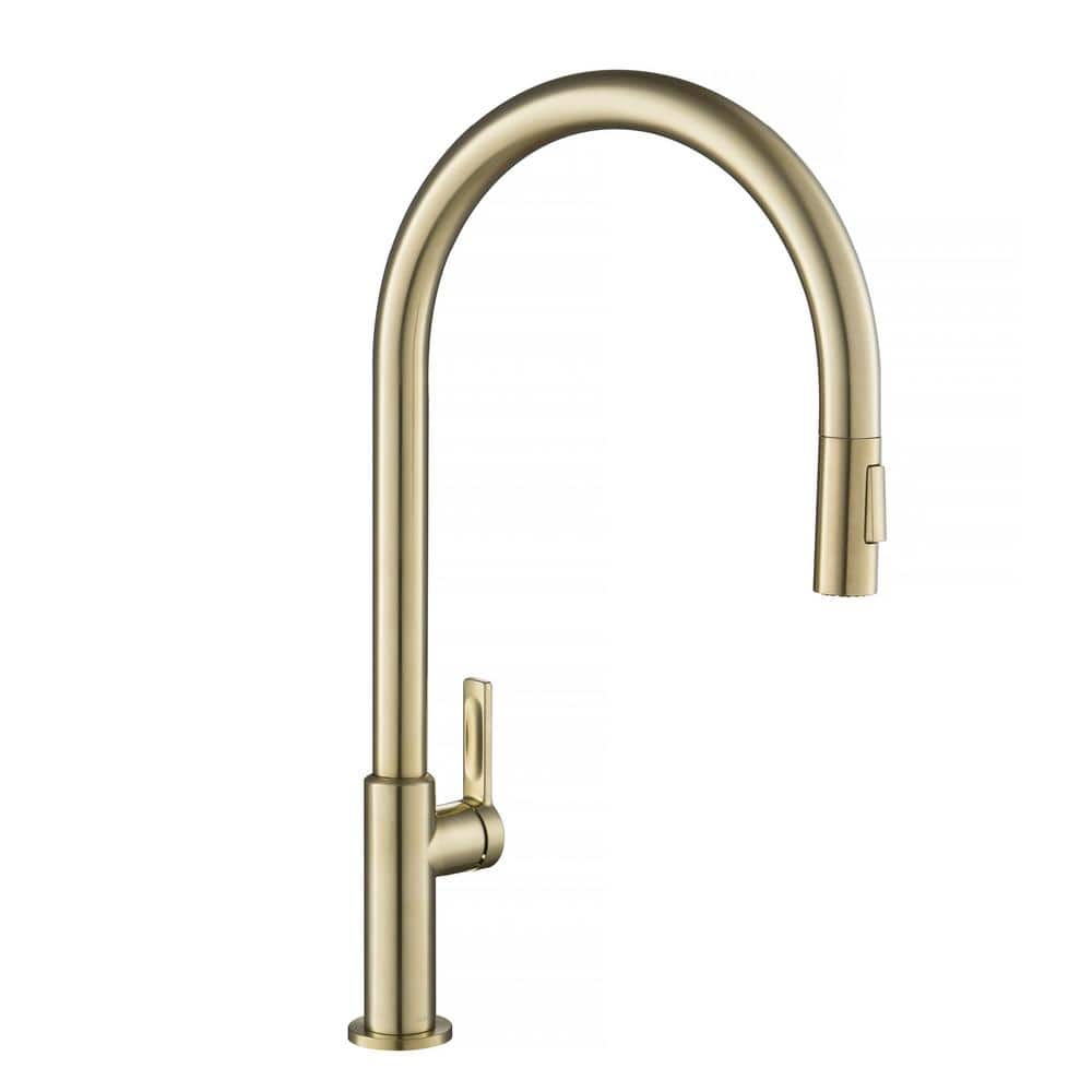 Kraus Oletto High-Arc Single Handle Pull-Down Kitchen Faucet in Spot Free Antique Champagne Bronze