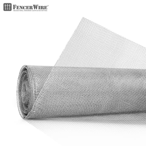 Fencer Wire 1/8 in. x 2 ft. x 100 ft. 27 Gauge Hardware Cloth, Galvanized Steel Wire Rolled Woven, Keeping Out of Insects