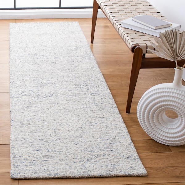 Metro Light Blue/Ivory 2 ft. x 10 ft. Floral Medallion Runner Rug