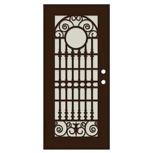 Spaniard 32 in. x 80 in. Right Hand/Outswing Copper Aluminum Security Door with Beige Perforated Metal Screen