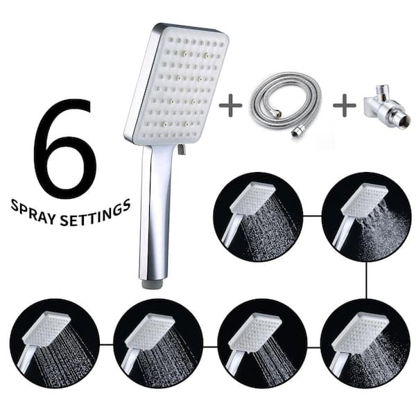 ACA 6-Spray Patterns with 1.8 GPM 4 in. Wall Mount Handheld Shower Head in Chrome