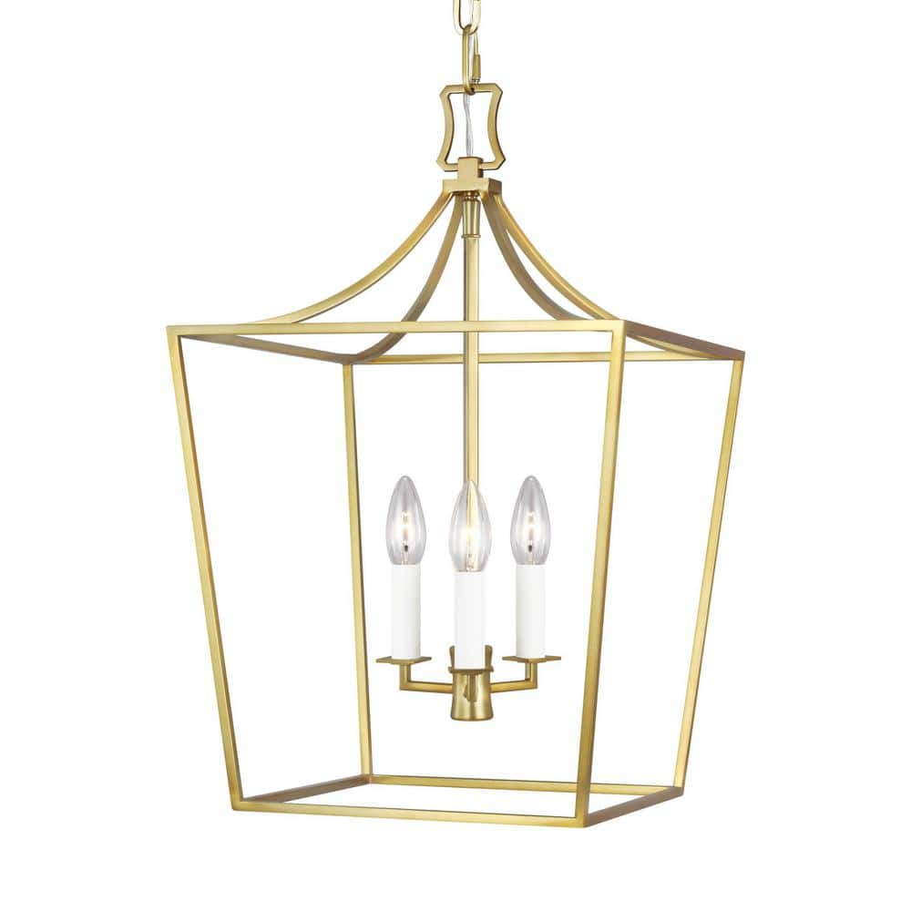 Southold 3-Light Burnished Brass Indoor/Outdoor Lantern Chandelier