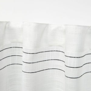 Demi Black Horizontal Stripes Light Filtering Hidden Tab / Rod Pocket Curtain, 54 in. W x 96 in. L (Set of 2)