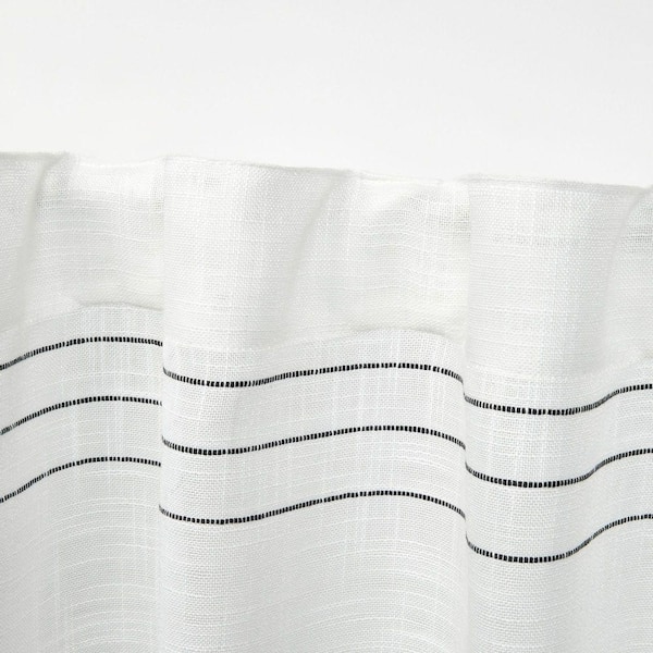 Demi Black Horizontal Stripes Light Filtering Hidden Tab / Rod Pocket Curtain, 54 in. W x 96 in. L (Set of 2)