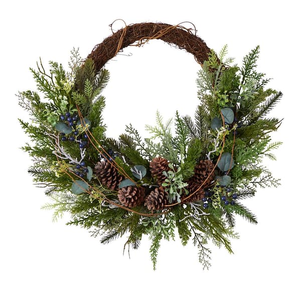 Nearly Natural 30 in. Unlit Pine and Pinecone Artificial Christmas ...