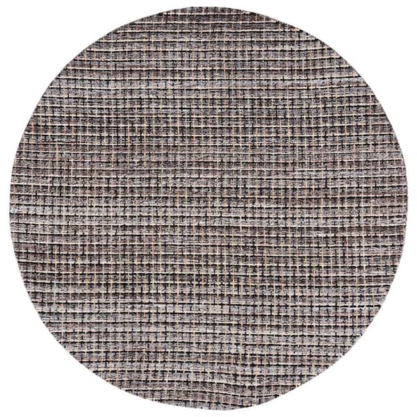 SAFAVIEH Abstract Brown/Black 6 ft. x 6 ft. Modern Plaid Round Area Rug