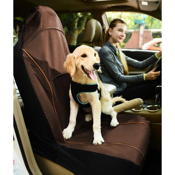 PET LIFE Brown Open Road Mess-Free Single Seated Safety Car Seat Cover  CRT1BR - The Home Depot