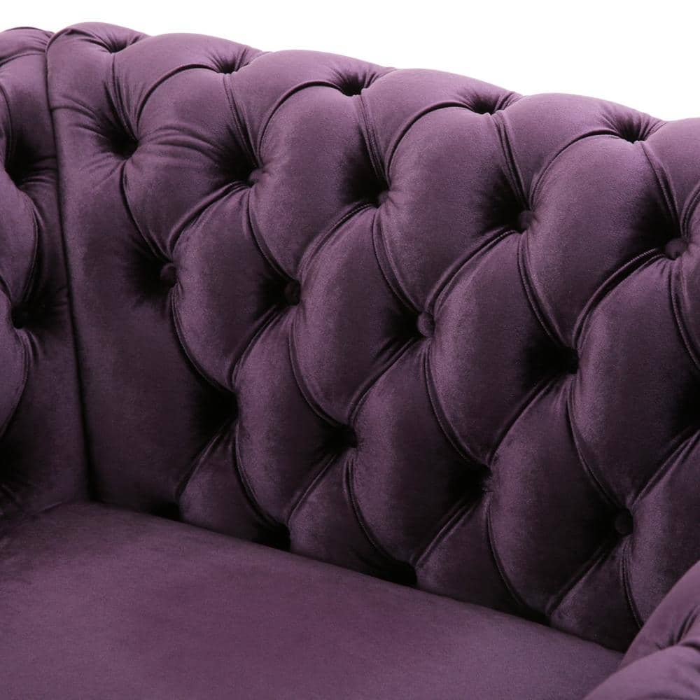 Blackberry Velvet Handcrafted Slope Arm Club Chair