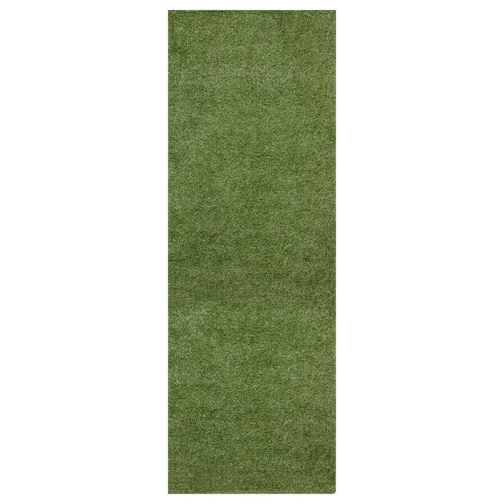 Ottomanson Green Polypropylene Indoor/Outdoor Artificial Grass Rug 2'7" x 21'