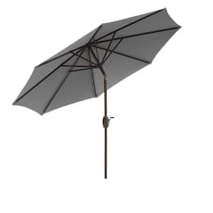 9 ft. Tilt and Crank Patio Table Umbrella With Square Base in Gray