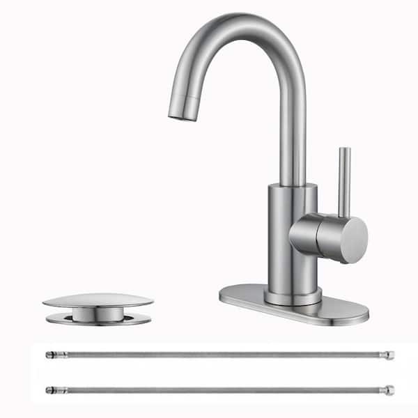 Single Handle Utility Faucet With Swing Spout Deckplate Included in Brushed Nickel