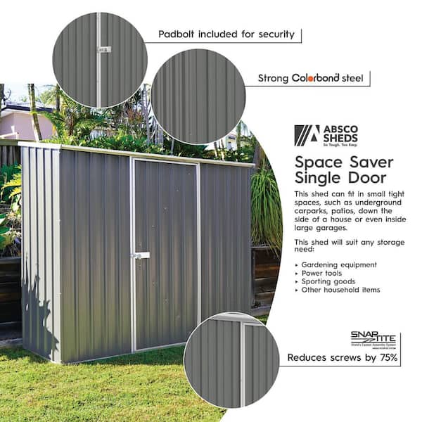 Space Saver 7 ft. W x 2.5 ft. D. Galvanized Steel Lean-to Shed with SNAPTiTE assembly system (17.5 sq. ft.)