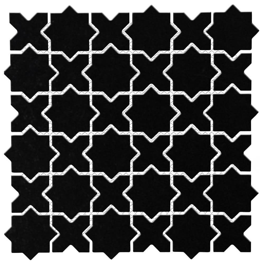 Metro 2 in. Star Matte Black with Matte Black Cross 6 in. x 6 in. Porcelain Mosaic Take Home Tile Sample price history on PriceWatchPro
