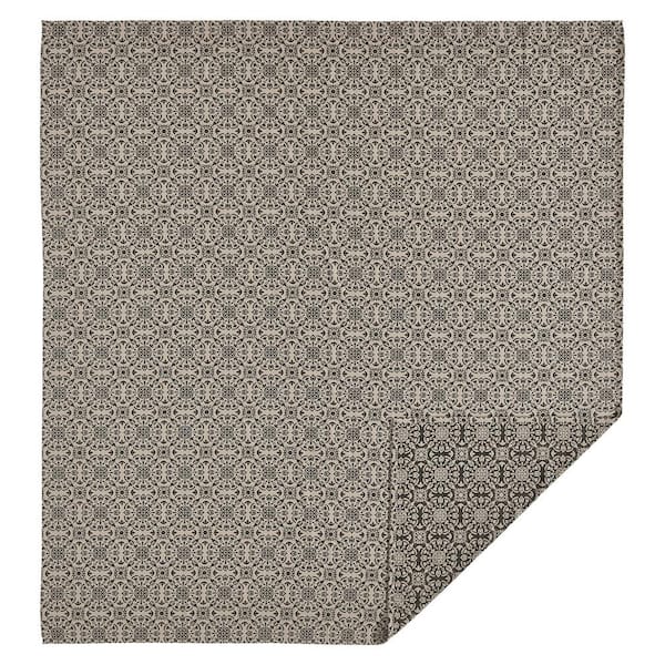VHC Brands Custom House Black Tan Primitive Jacquard Medallion King Cotton Blend Coverlet