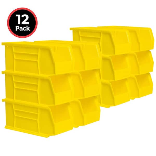 30230 Plastic Stackable Storage Bins, 10-7/8 in. x 5-1/2 in. x 5 in. Yellow, 12-pack